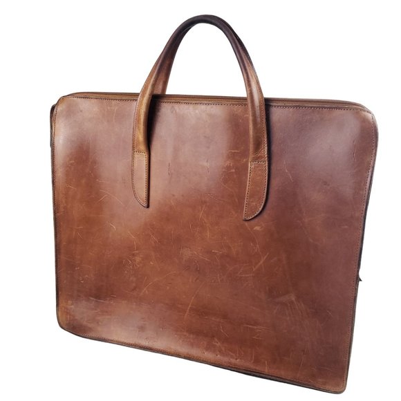 Gabahn Peanut Butter Leather Vintage Briefcase New York City - Picture 5 of 9